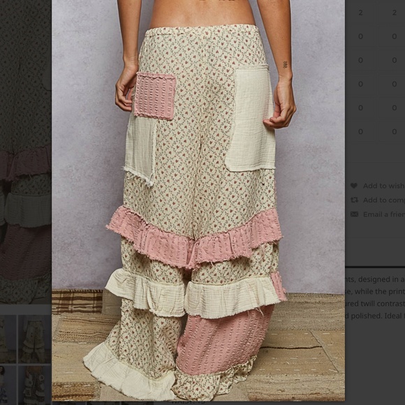POL “ Flora “ POL Relaxed Fit Wide Leg Ruffle Pants 58A - Picture 2 of 8